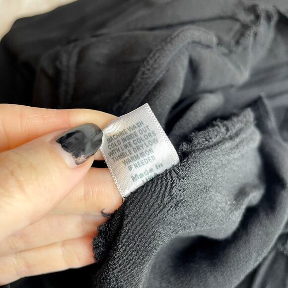 MONROW Black Hidden Button Up Jumpsuit Pantsuit Longsleeve Extra Small XS Jogger - Picture 5 of 8